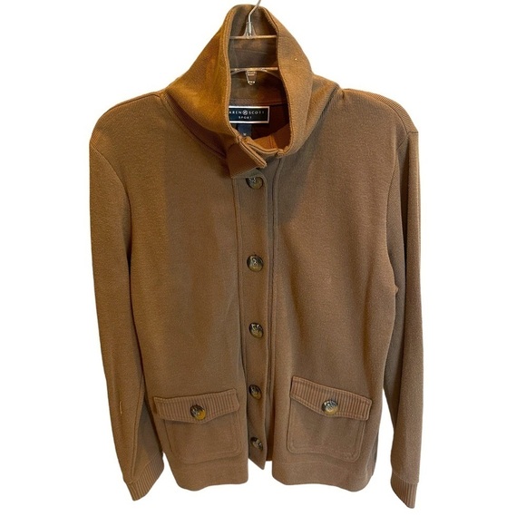 Karen Scott Sweaters - Karen Scott Women’s Button Down Sweater Cardigan High Neck Brown Size Medium